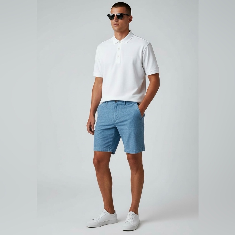 Abercrombie & Fitch Stretch Shorts Chino Casual Blue Mens‎ Size 30